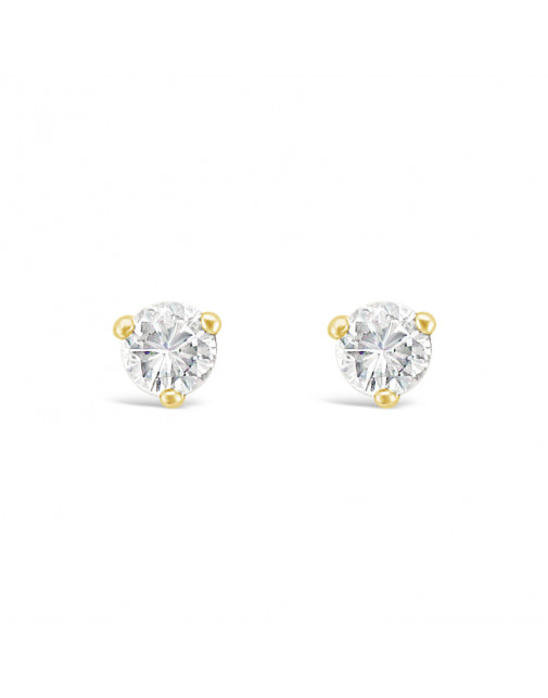 Solitaire Diamond Stud Earrings in a 3-Claw Setting, Set 18ct Yellow Gold. Tdw 0.25ct